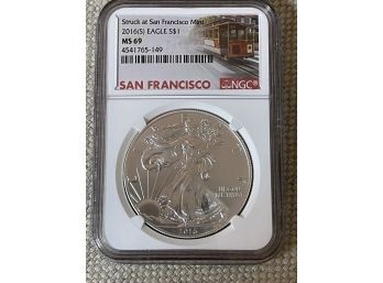 2016 Silver Eagle 1 Oz Bullion Coin MS 69 NGC San Francisco