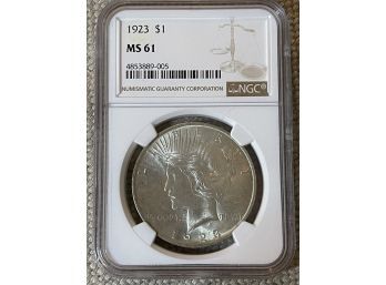 1923 Silver Peace Dollar NGC MS 61