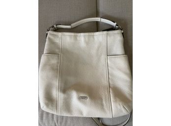 Coach Hobo With Crossbody Strap White Pebbled Leather Like New
