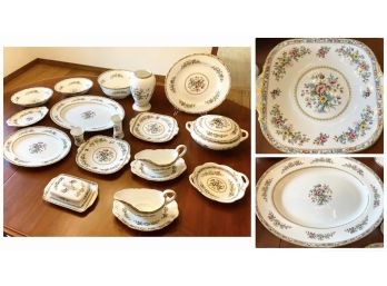 Pristine 16-Piece Coalport England Bone China Serveware Set -Ming Rose Pattern