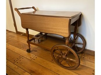 Wooden Tea Or Bar Cart With Expandable Top