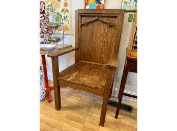 Antique Church Large Oak Arm Chair