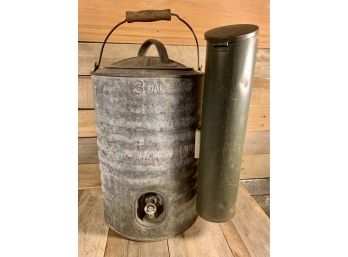 Vintage Galvanized Steel Igloo 3 Gallon  Water Cooler