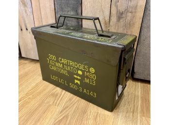 Vintage U.S. Military Ammo Metal Box 200 Cartridges 7.62mm Nato