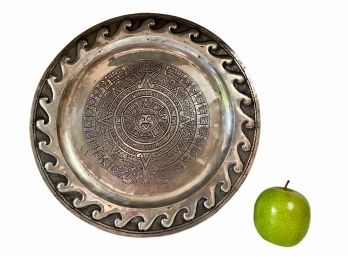 Vintage Silver Plate Tray Embossed Aztec Design