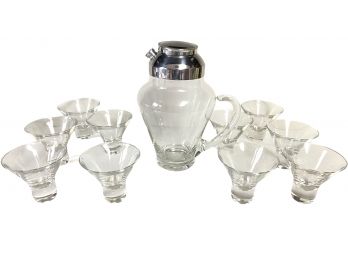 Vintage Eleven Piece Glass Martini Cocktail Set