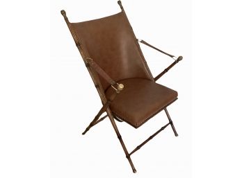 Vintage Bamboo & Leather Sling Chair