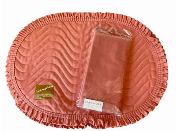 Vintage 11 Pc. Impressions Light Persimmon, Quilted Placemats & Napkins -  Unused With Tags