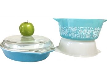 MCM PYREX Butterprint Cinderella, Blue Oval And Fire King Casserole Dishes