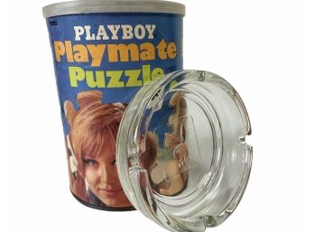 Vintage Playboy Centerfold Cover Jig Saw Puzzle And Glass Ashtray