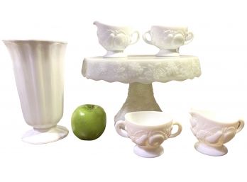 Vintage Milk Glass,  Six Piece Lot As Shown (c)