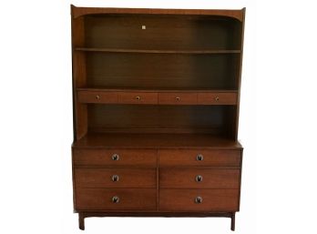 Mid Century Bassett Six Drawer Dresser &  Shelving On Top