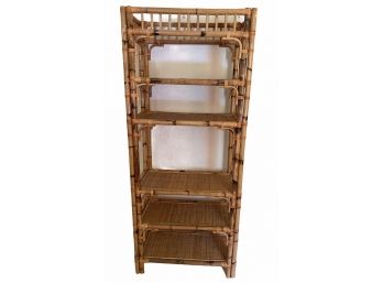 Vintage Bamboo Etagere With Five Shelves