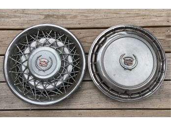 Two Vintage Cadillac Hub Cap Covers