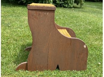 Vintage Wooden Step Stool With Carpeted Steps