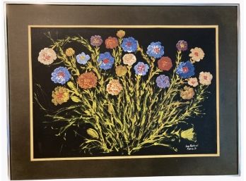 Vintage1970 Oil 0n Board Painting Of Flowers Signed By Ivo Katavic 34' X 25'