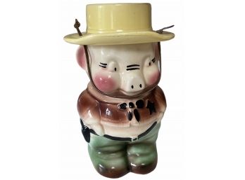 Vintage Roseville Pottery Sheriff Pig Cookie Jar