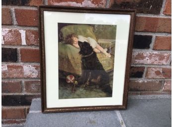 Vintage Elizabeth Strong 1887 Framed Print Of Sleeping Child In Original Frame