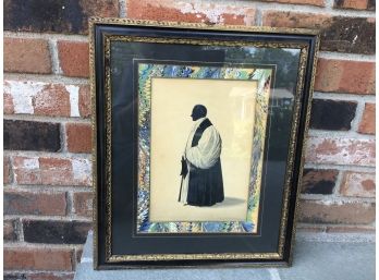 Vintage Matted And Framed Silhouetted Ecclesiastic Picture