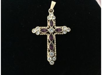 Gold Tone And Rhinestone Cross - Lot #18