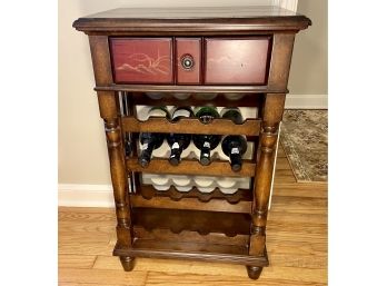 Sixteen Bottle Single Drawer Wine Storage End Table