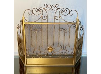 Beautiful Brass Tone Scrolled Iron Fireplace Screen