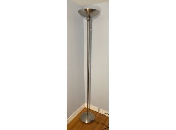 Chrome Torchiere Floor Lamp With Fluorescent Bulb Fixture