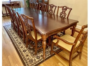 Fine Large Dining Room Table With Ten Chairs