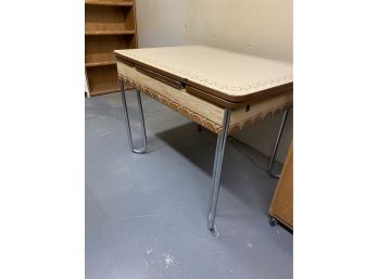 Vintage Mid Century Kitchen Table With Metal Legs