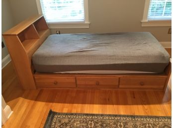 College Woodwork  Maple Six Drawer Platform Single Bed With Shelf Headboard