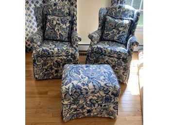 Two Wing Chairs With Ottoman - Hitchcock Furniture