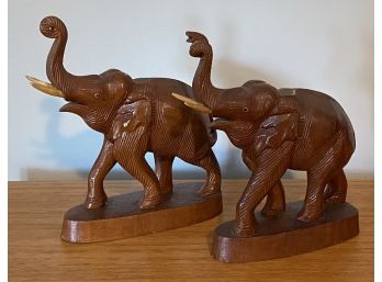 Pair Of Carved Elephants