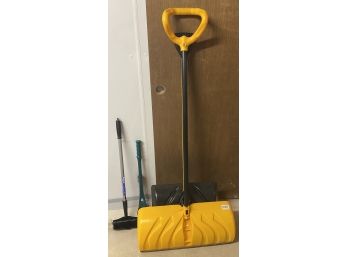 Two Snow Shovels, And Two Snow Broom/scrapers