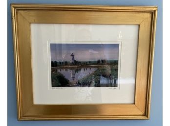 Framed And Signed Picture With Lighthouse