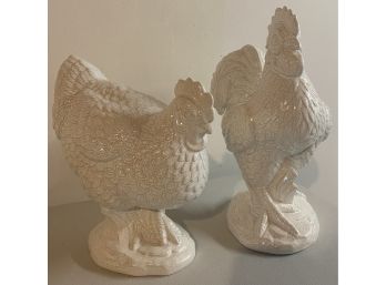 Two Department 56 Roosters