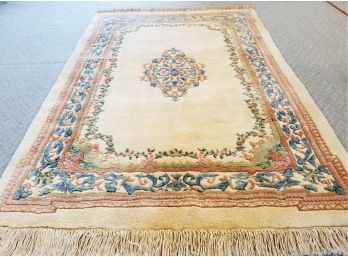 Vintage 100 Percent Virgin Wool Pile Rug - Made In India