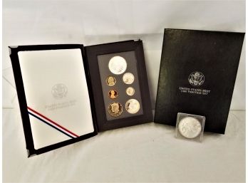 United States Mint  1989 Prestige Set With One 2002 Silver Dollar With Case