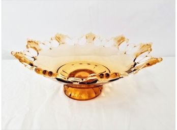 Mid Century Westmoreland Ring And Petals Amber Glass Bowl