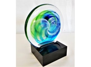 Round Abstract Glass Art Table Sculpture