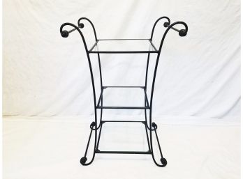 Three Tier Metal & Glass Outdoor Plant Stand