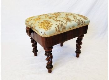 Antique Adjustable Height Footstool Ottoman