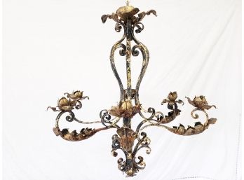 French Antique  Wrought Iron Candelabra Chandelier