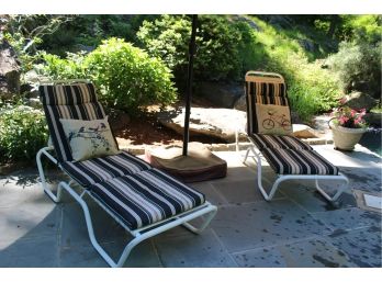 Two Metal Chaise Loungers