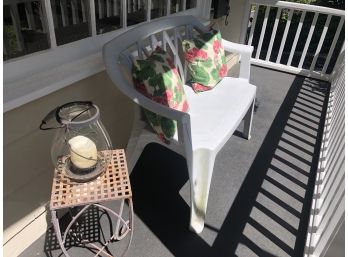 Outdoor Bench  And Metal Accent Table