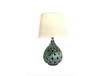 Openwork Glossed Green Ceramic Lamp