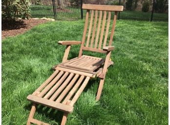 Amazing Pair Of Vintage Teak Steamer Chairs From England