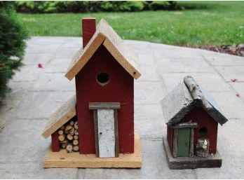 Pair Of Rustic Handmade Birdhouses