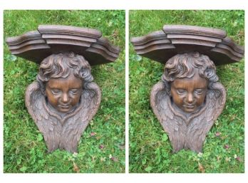 Pair Of Cherub Corner Shelves