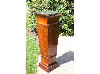 Antique Wooden Pedestal With Granite Top