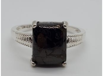 Silver Shungite Ring In Sterling Silver